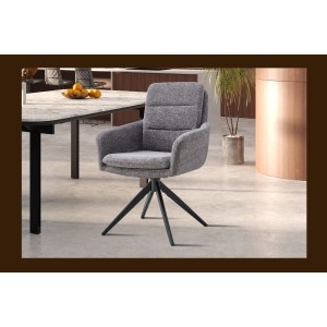 Lot de 2 fauteuils KAVINA – Tissu gris foncé – Pieds métal – Avec accoudoirs – Design élégant et enveloppant 