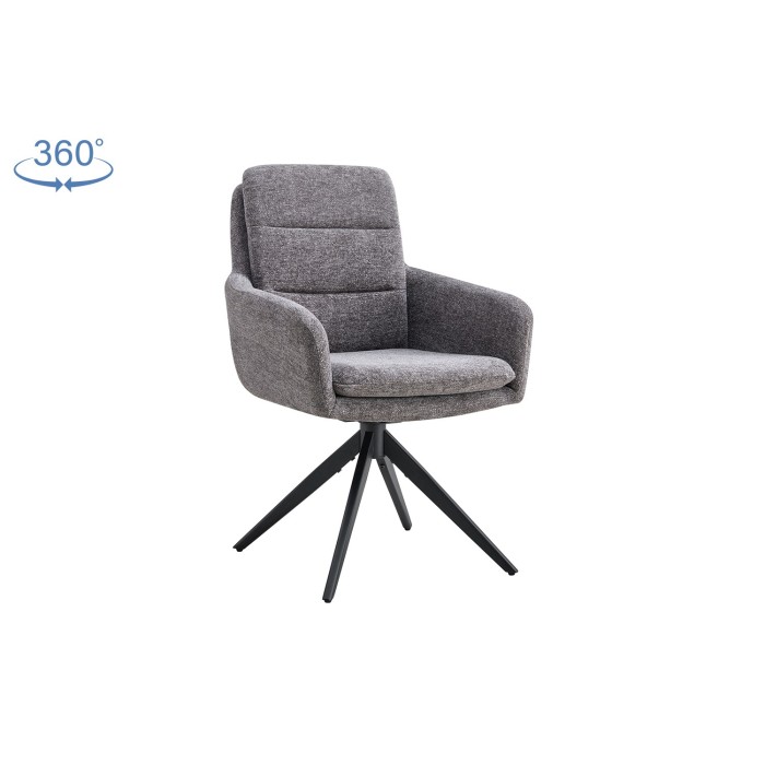 Lot de 2 fauteuils KAVINA – Tissu gris foncé – Pieds métal – Avec accoudoirs – Design élégant et enveloppant 