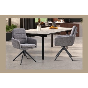 Lot de 2 fauteuils KAVINA – Tissu gris foncé – Pieds métal – Avec accoudoirs – Design élégant et enveloppant 