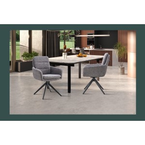 Lot de 2 fauteuils KAVINA – Tissu gris foncé – Pieds métal – Avec accoudoirs – Design élégant et enveloppant 