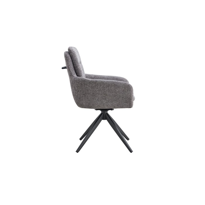 Lot de 2 fauteuils KAVINA – Tissu gris foncé – Pieds métal – Avec accoudoirs – Design élégant et enveloppant 
