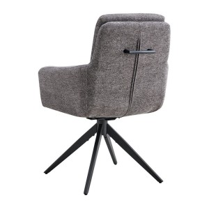 Lot de 2 fauteuils KAVINA – Tissu gris foncé – Pieds métal – Avec accoudoirs – Design élégant et enveloppant 