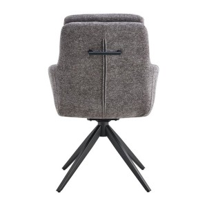 Lot de 2 fauteuils KAVINA – Tissu gris foncé – Pieds métal – Avec accoudoirs – Design élégant et enveloppant 