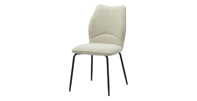 Lot de 2 chaises LIVARA – Tissu écru – Pieds métal – Design contemporain – Élégance lumineuse 
