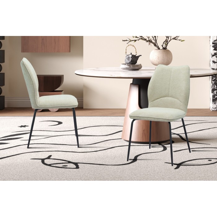 Lot de 2 chaises LIVARA – Tissu écru – Pieds métal – Design contemporain – Élégance lumineuse 