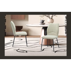 Lot de 2 chaises LIVARA – Tissu écru – Pieds métal – Design contemporain – Élégance lumineuse 