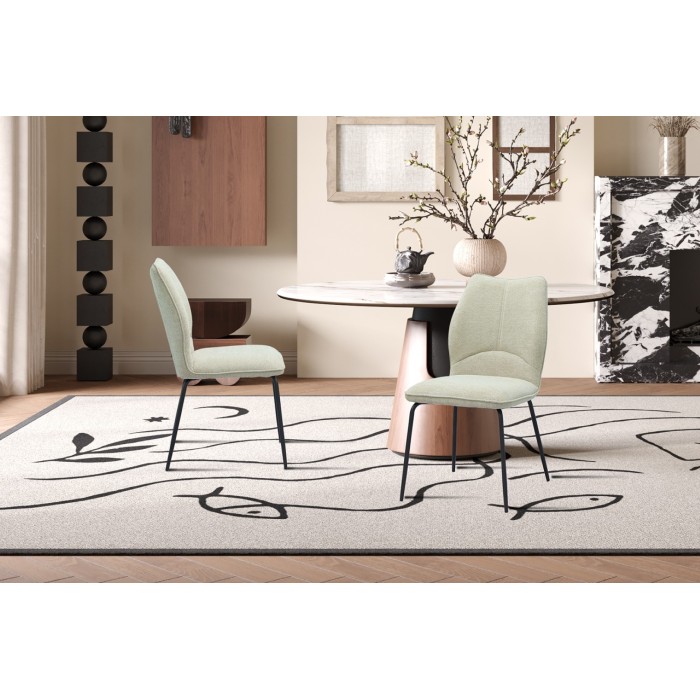 Lot de 2 chaises LIVARA – Tissu écru – Pieds métal – Design contemporain – Élégance lumineuse 