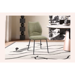 Lot de 2 chaises LIVARA – Tissu sable – Pieds métal – Design épuré – Élégance naturelle et moderne 