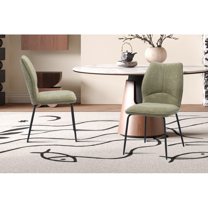 Lot de 2 chaises LIVARA – Tissu sable – Pieds métal – Design épuré – Élégance naturelle et moderne 