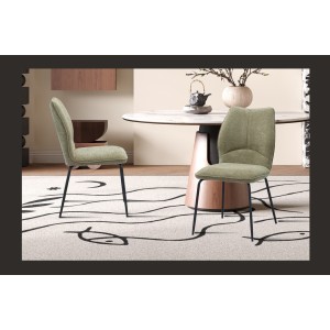 Lot de 2 chaises LIVARA – Tissu sable – Pieds métal – Design épuré – Élégance naturelle et moderne 