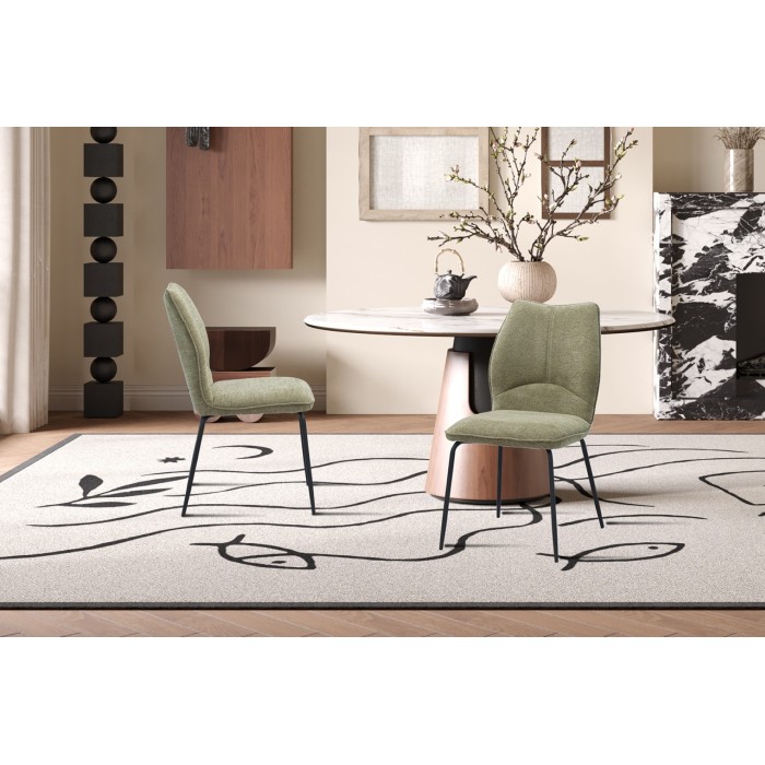 Lot de 2 chaises LIVARA – Tissu sable – Pieds métal – Design épuré – Élégance naturelle et moderne 