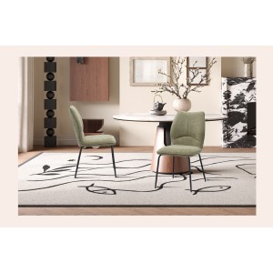 Lot de 2 chaises LIVARA – Tissu sable – Pieds métal – Design épuré – Élégance naturelle et moderne 