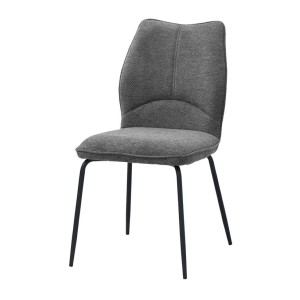 Lot de 2 chaises LIVARA – Tissu gris – Pieds métal – Design compact – Élégance sobre et moderne 