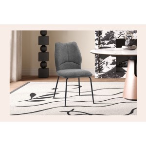 Lot de 2 chaises LIVARA – Tissu gris – Pieds métal – Design compact – Élégance sobre et moderne 