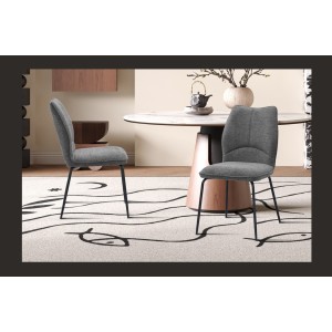 Lot de 2 chaises LIVARA – Tissu gris – Pieds métal – Design compact – Élégance sobre et moderne 