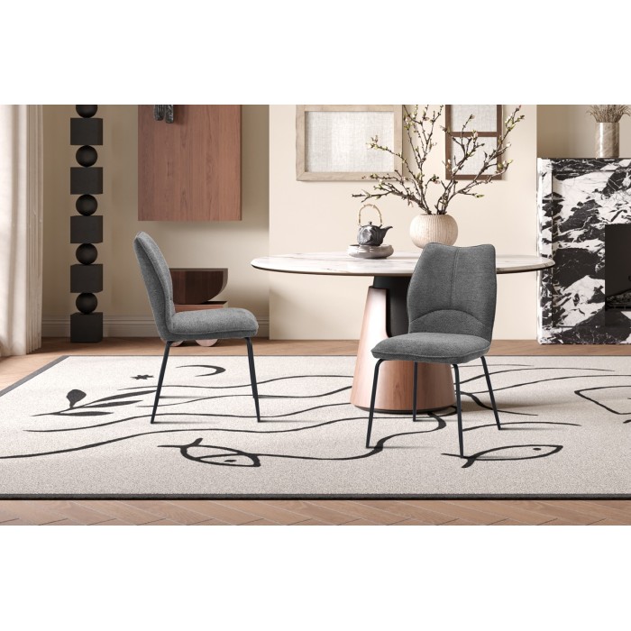 Lot de 2 chaises LIVARA – Tissu gris – Pieds métal – Design compact – Élégance sobre et moderne 