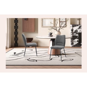 Lot de 2 chaises LIVARA – Tissu gris – Pieds métal – Design compact – Élégance sobre et moderne 
