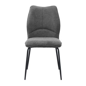 Lot de 2 chaises LIVARA – Tissu gris – Pieds métal – Design compact – Élégance sobre et moderne 