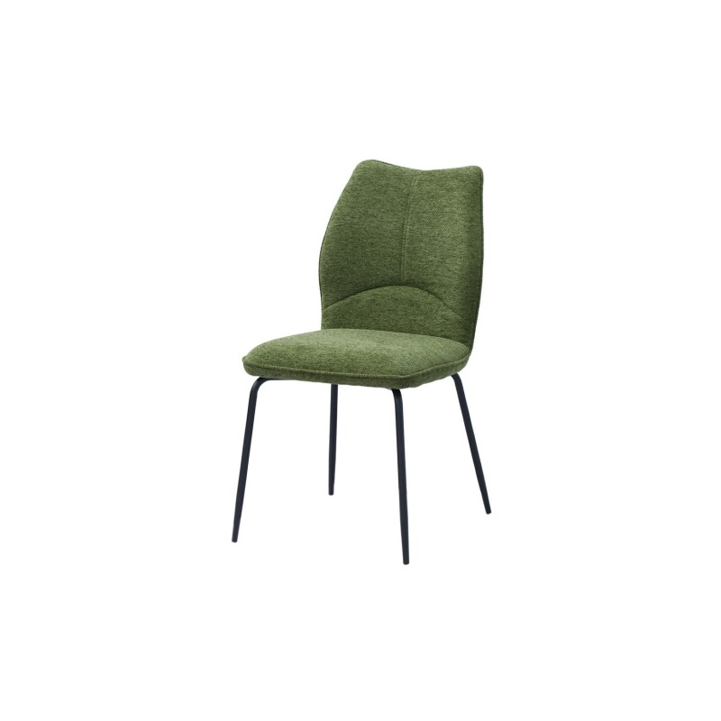 Lot de 2 chaises LIVARA – Tissu vert – Pieds métal – Design compact – Élégance naturelle et contemporaine 