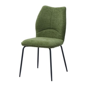 Lot de 2 chaises LIVARA – Tissu vert – Pieds métal – Design compact – Élégance naturelle et contemporaine 