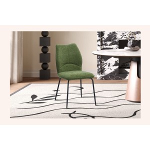 Lot de 2 chaises LIVARA – Tissu vert – Pieds métal – Design compact – Élégance naturelle et contemporaine 