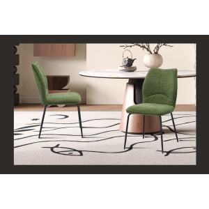 Lot de 2 chaises LIVARA – Tissu vert – Pieds métal – Design compact – Élégance naturelle et contemporaine 