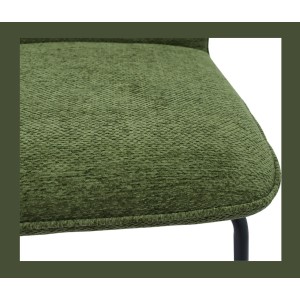 Lot de 2 chaises LIVARA – Tissu vert – Pieds métal – Design compact – Élégance naturelle et contemporaine 