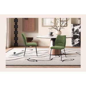 Lot de 2 chaises LIVARA – Tissu vert – Pieds métal – Design compact – Élégance naturelle et contemporaine 