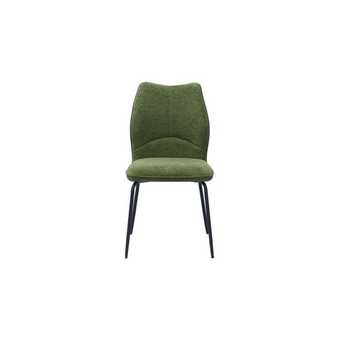 Lot de 2 chaises LIVARA – Tissu vert – Pieds métal – Design compact – Élégance naturelle et contemporaine 