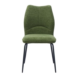 Lot de 2 chaises LIVARA – Tissu vert – Pieds métal – Design compact – Élégance naturelle et contemporaine 