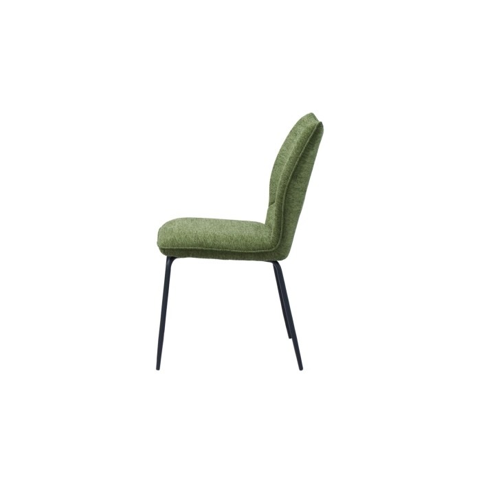Lot de 2 chaises LIVARA – Tissu vert – Pieds métal – Design compact – Élégance naturelle et contemporaine 