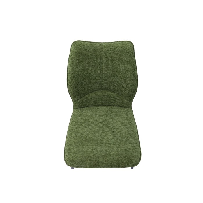 Lot de 2 chaises LIVARA – Tissu vert – Pieds métal – Design compact – Élégance naturelle et contemporaine 