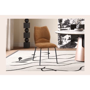 Lot de 2 chaises LIVARA – Tissu rouille – Pieds métal – Design compact – Élégance chaleureuse et tendance 