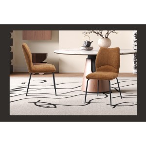 Lot de 2 chaises LIVARA – Tissu rouille – Pieds métal – Design compact – Élégance chaleureuse et tendance 