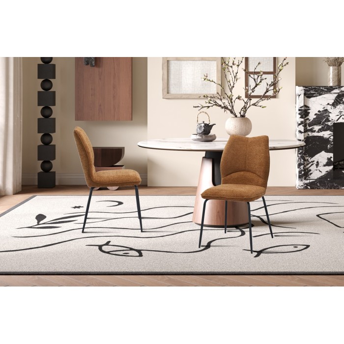 Lot de 2 chaises LIVARA – Tissu rouille – Pieds métal – Design compact – Élégance chaleureuse et tendance 