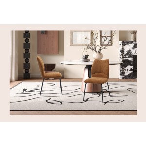 Lot de 2 chaises LIVARA – Tissu rouille – Pieds métal – Design compact – Élégance chaleureuse et tendance 