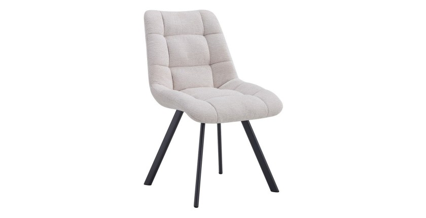 Lot de 2 chaises VELMIA – Tissu beige – Pieds métal – Design élégant – Assise confortable et moderne 