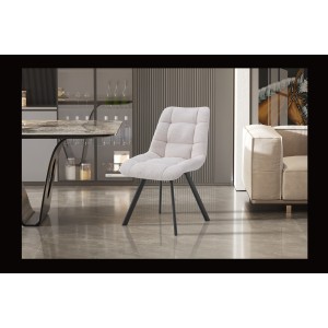 Lot de 2 chaises VELMIA – Tissu beige – Pieds métal – Design élégant – Assise confortable et moderne 