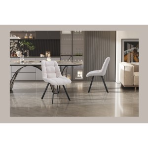 Lot de 2 chaises VELMIA – Tissu beige – Pieds métal – Design élégant – Assise confortable et moderne 