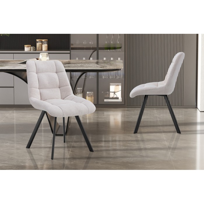 Lot de 2 chaises VELMIA – Tissu beige – Pieds métal – Design élégant – Assise confortable et moderne 