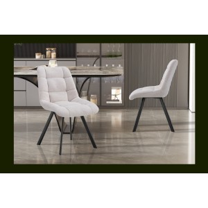 Lot de 2 chaises VELMIA – Tissu beige – Pieds métal – Design élégant – Assise confortable et moderne 