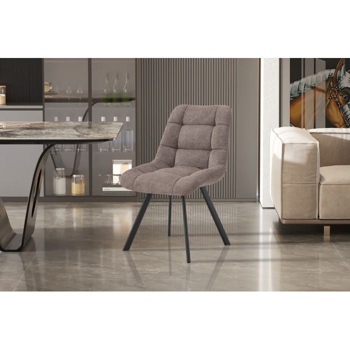 Lot de 2 chaises VELMIA – Tissu poivre – Pieds métal – Design moderne – Élégance naturelle et contrastée 