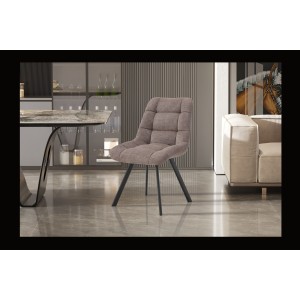 Lot de 2 chaises VELMIA – Tissu poivre – Pieds métal – Design moderne – Élégance naturelle et contrastée 