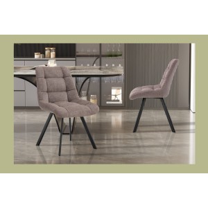 Lot de 2 chaises VELMIA – Tissu poivre – Pieds métal – Design moderne – Élégance naturelle et contrastée 