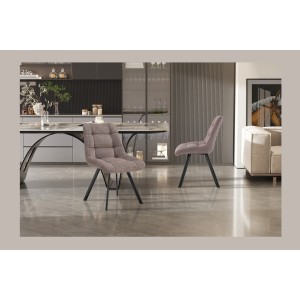 Lot de 2 chaises VELMIA – Tissu poivre – Pieds métal – Design moderne – Élégance naturelle et contrastée 