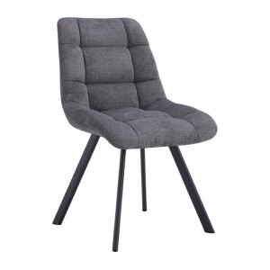 Lot de 2 chaises VELMIA – Tissu gris foncé – Pieds métal – Design compact – Élégance moderne et sobre 