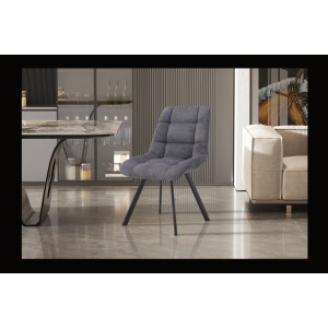 Lot de 2 chaises VELMIA – Tissu gris foncé – Pieds métal – Design compact – Élégance moderne et sobre 