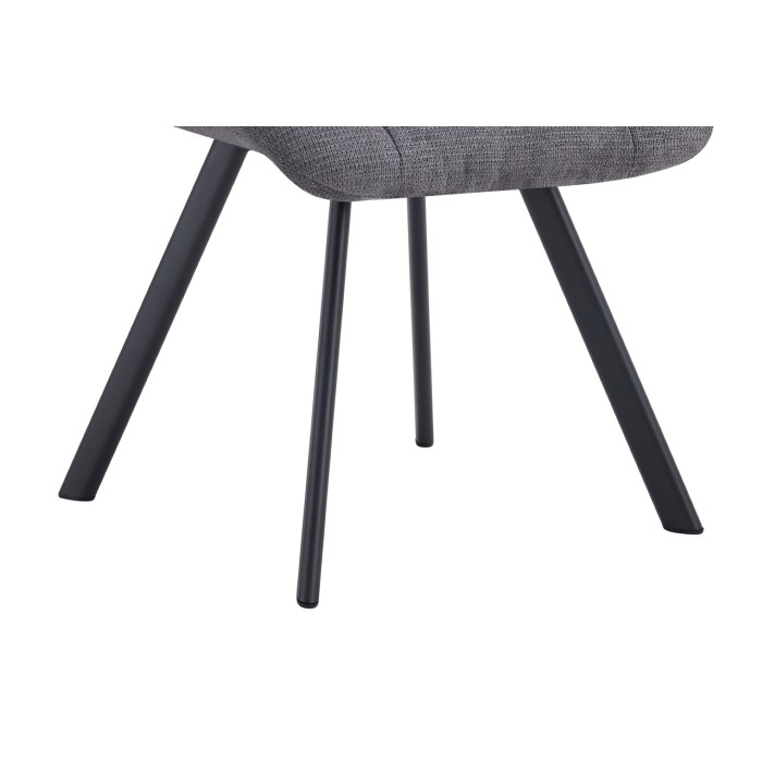 Lot de 2 chaises VELMIA – Tissu gris foncé – Pieds métal – Design compact – Élégance moderne et sobre 