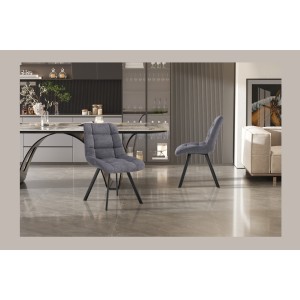 Lot de 2 chaises VELMIA – Tissu gris foncé – Pieds métal – Design compact – Élégance moderne et sobre 