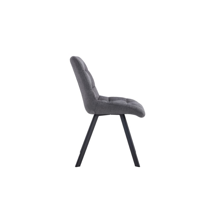 Lot de 2 chaises VELMIA – Tissu gris foncé – Pieds métal – Design compact – Élégance moderne et sobre 